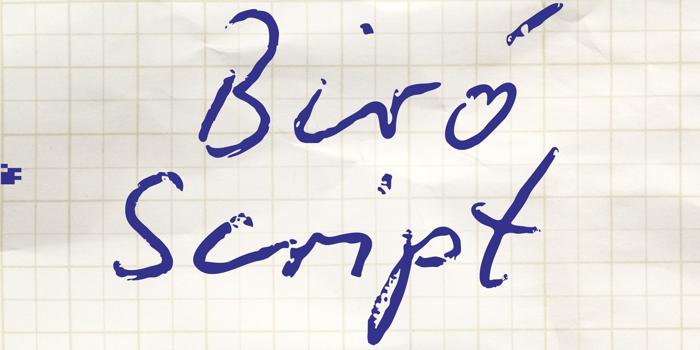 Beispiel einer Biro Script Plus-Schriftart